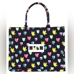 MSGM💜👜Heart Print Tote Bag